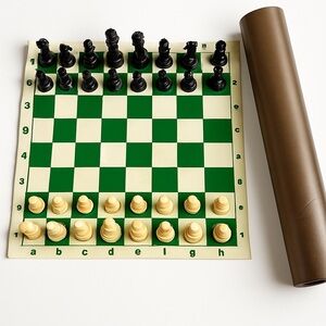 Vintage Roll-Up Chess Set with Tube Carrier